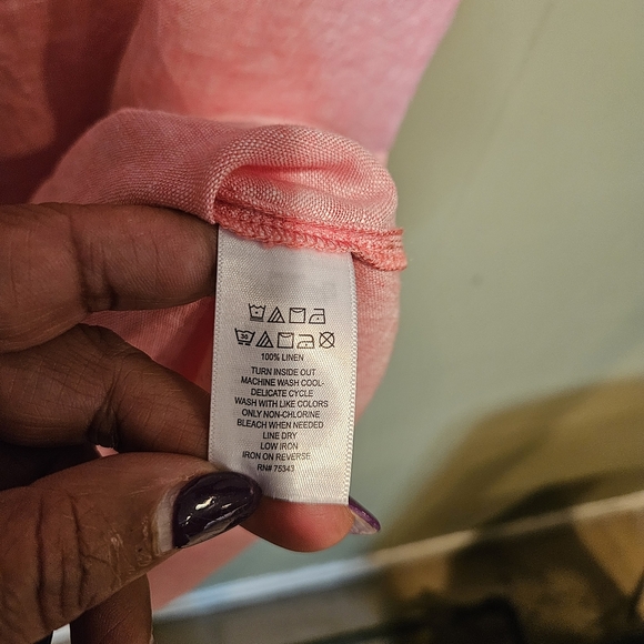 Tahari 100% Linen Sleeveless Tunic Top | Size 2X | Soft Pink | Lightweight, Chic - Picture 4 of 4